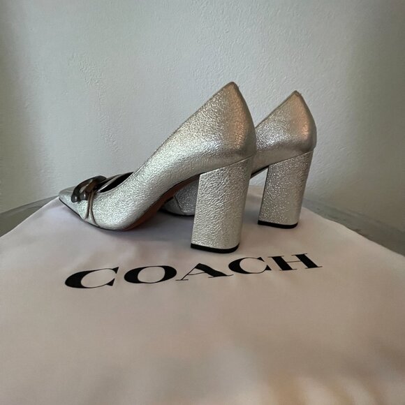 COACH Metallic Silver Elegant Jade Pump Size 7 - Picture 5 of 12